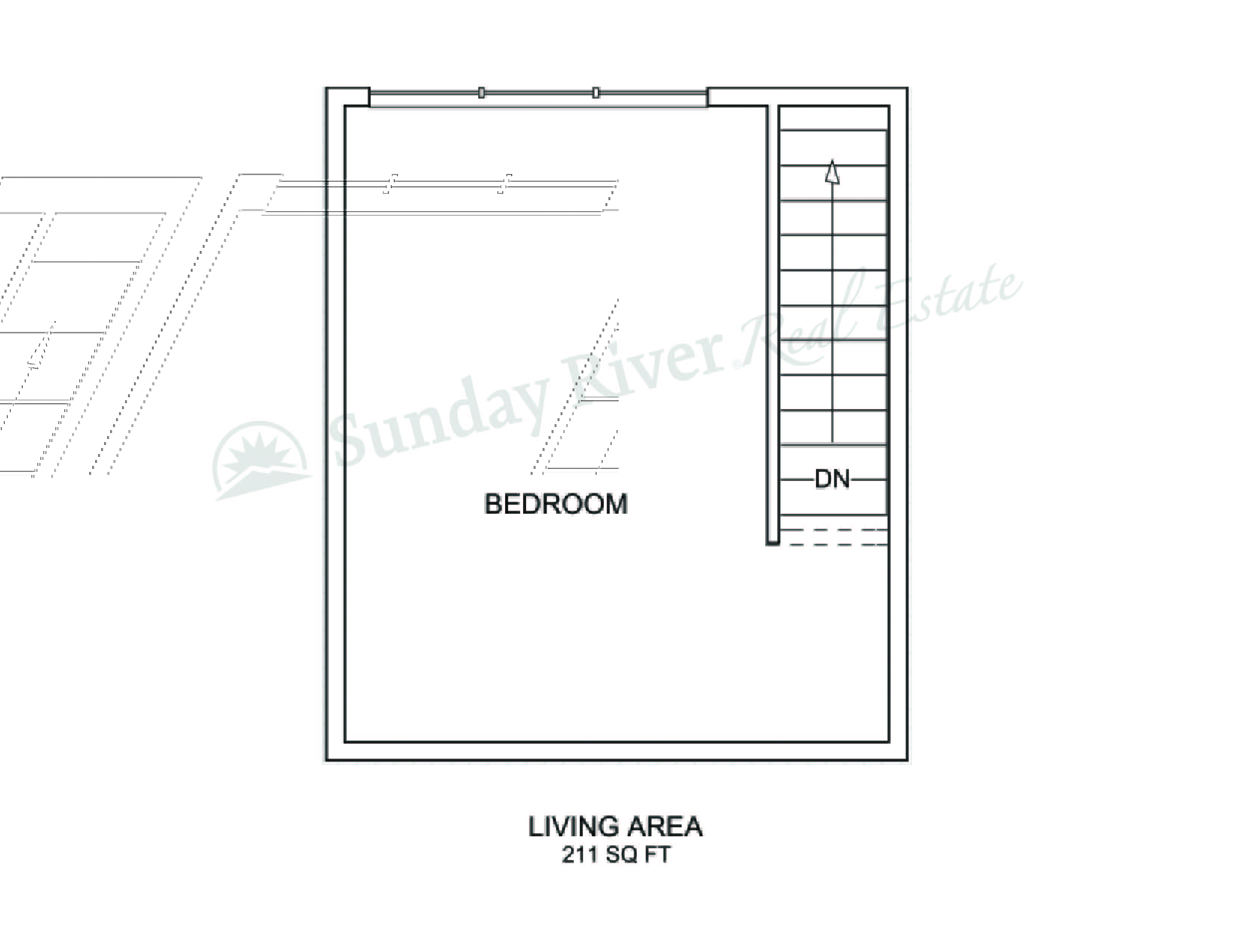 1-Bedroom Floor Plan with Upper Level - Bedroom
