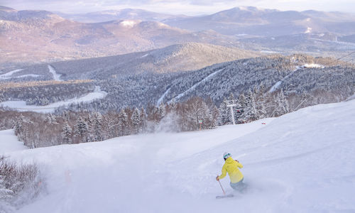 Skier on Airglow with Merrill Hill view