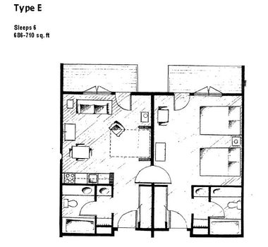 Type E Unit Floor Plan No decks