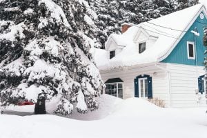 Snowy house in winter