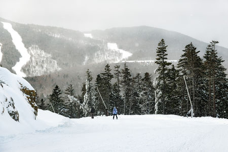 drone shot of both lifts winter