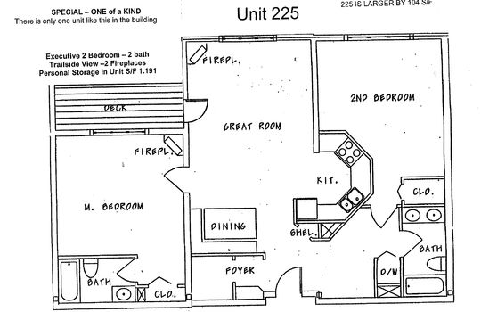 2 bedroom executive suite Unit 225 1,191 sf